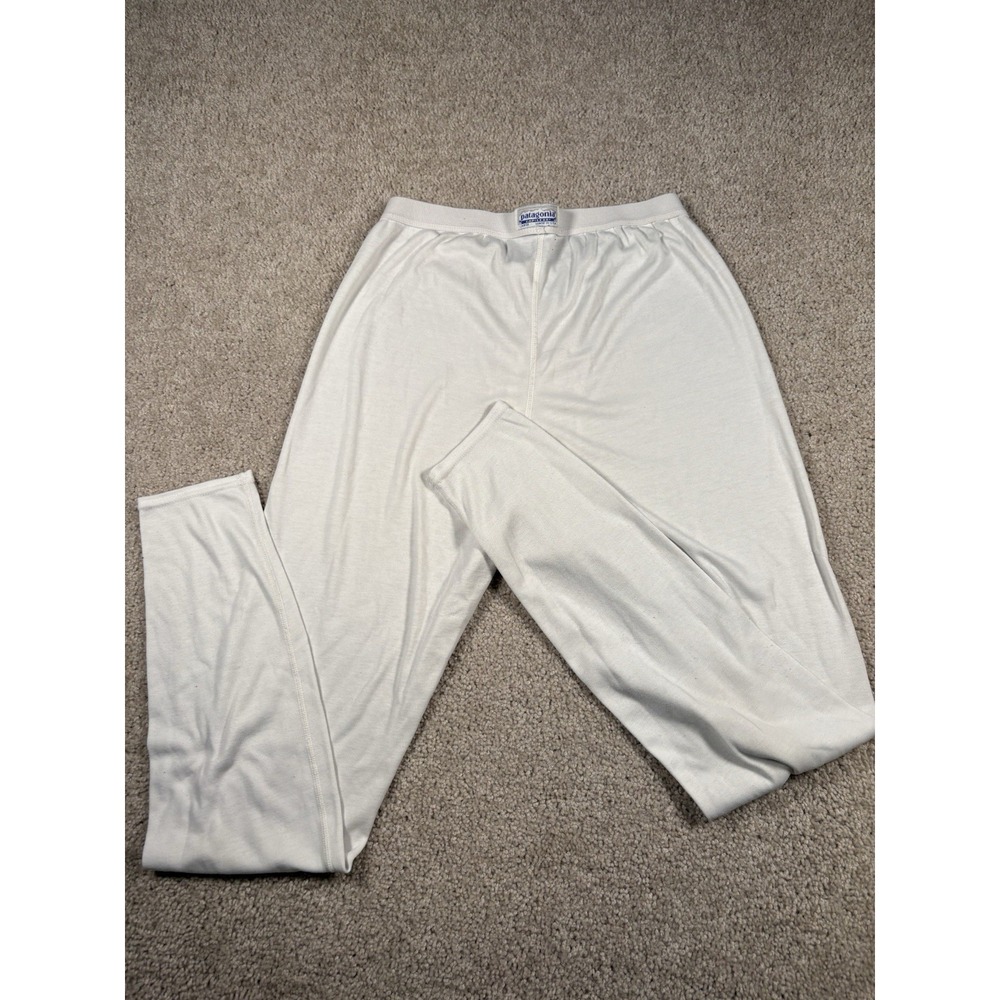 Vintage Patagonia Capilene Long Underwear Pants White Thermal Base Layer Size L
